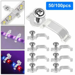 50/100pcs Mounting Brackets Clips Side Fixing Clips For 3528/5050/5630/3014 LED Tube Taped Light Strip Clamps Brackets