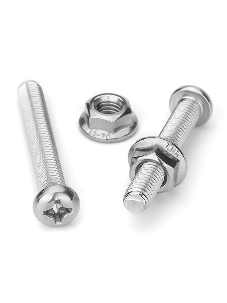 Description Picture 4 of itemM2.5 M3 M4 M5 M6 M8 M10 304 Stainless Steel Cross Phillips Round Pan Head Screw Bolt Flange Nuts Combination Kit Set