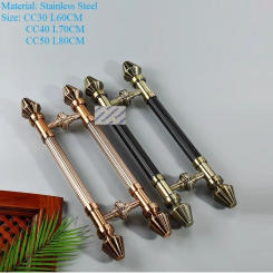 Stainless Steel Red Bronze Back To Back Wooden Glass Frame 10-120MM Thick Door Pull Diamond Decorative Finial Head
