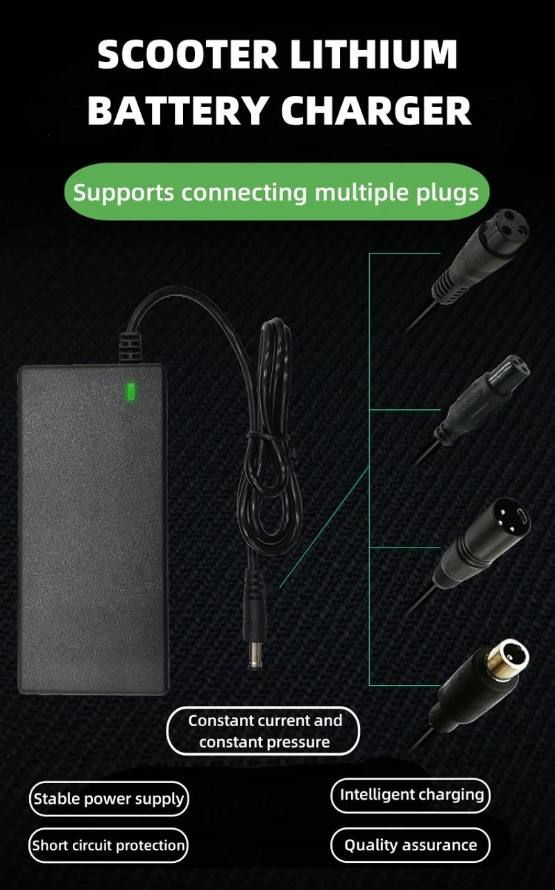 Description Picture 2 of itemBrand New Power Adapter AC 100-240V Black DC 42V 2A Electric Scooter Accessories US/ EU/ UK Plug For 24-36v Lithium Battery