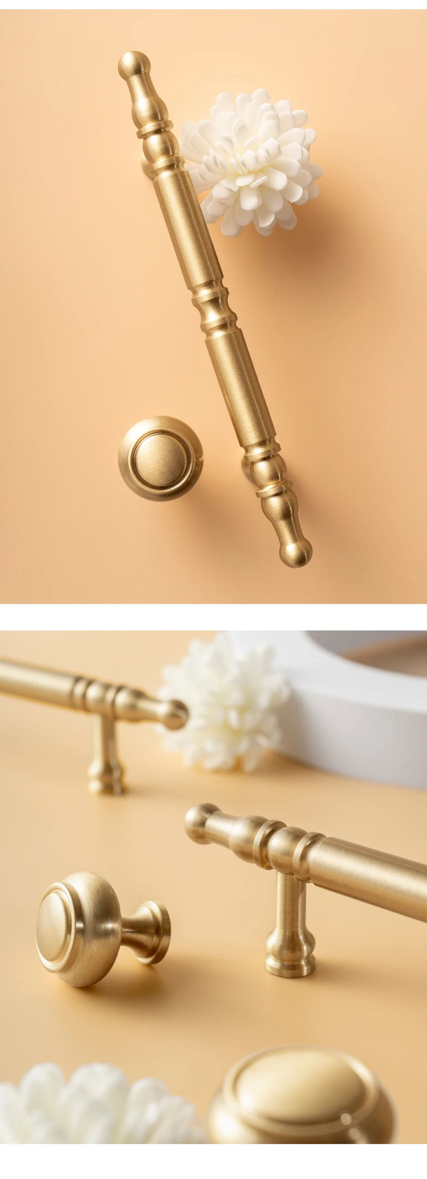 Description Picture 4 of itemSANTAYA Brass Cabinet Door Handles Pulls for Cabinet Gold Drawer Handles Kitchen Hardware Bathroom Cabinet Door Pulls