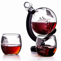 High Borosilicate Glass Earth Decanter Set, Whiskey Decanter, Red Wine Container, Creative Craft Decoration