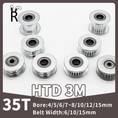 35Teeth Idler Pulley 35T HTD 3M Tensioner Wheels Bore 4/5/6~10/12/15mm Timing Pulley Tooth Width 6/10/15mm Synchronous Wheels 3M