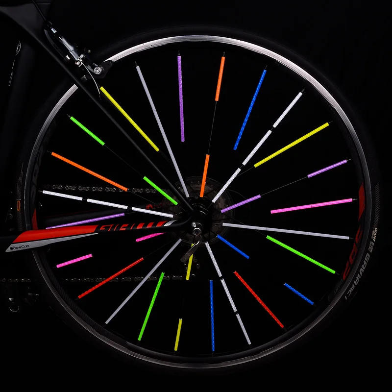 Description Picture 2 of item12PCS/Bag Bicycle Wheel Spokes Reflective Sticker Tube Strip Warning Light DIY 7.5cm MTB Cycling Reflector Reflective Safety Kit