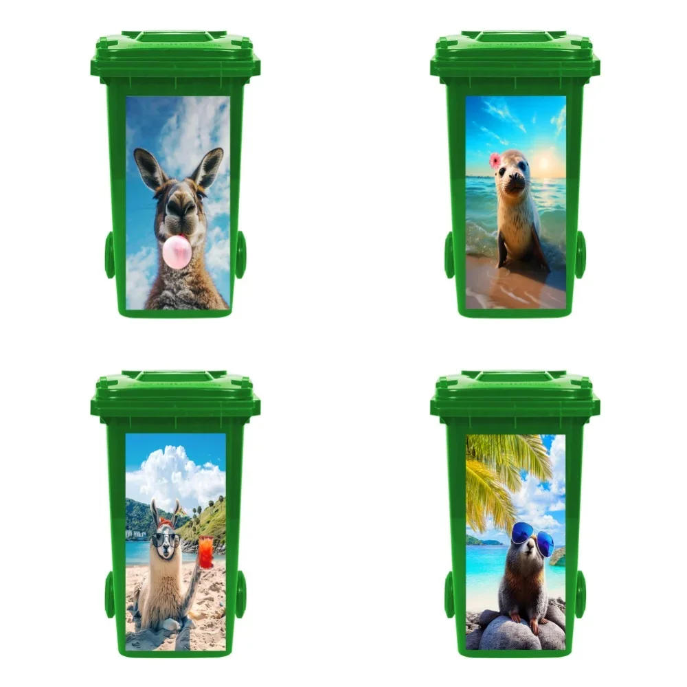 Description Picture 6 of itemCute Animal Outdoor Trash Can Decoration Self-adhesive Waterproof Stickers Litter Bins Renovation Cover Decal Garbage Bin Mural