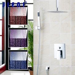 LED Ceiling Mounted LED Bathroom Rain Chrome Shower Set With 8" Super Thin head Shower Set Faucets