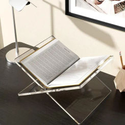 X Shaped Book Stand Acrylic Transparent Book Display Shelf Home Art Decoration Desktop Magazines Bibles Recipe Storage Shelf