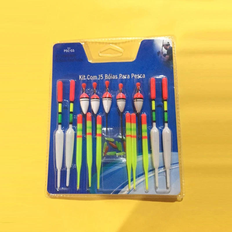 Description Picture 3 of item15Pcs Vertical Buoy Sea Fishing Floats Assorted Size for Most Type of Angling 1 Set With Attachment Rubbers Fishing Lures