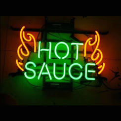 Hot Sauce Fire Flames Dish Restaurant Neon Light Sign Real Glass Tube Bar Store Advertise Room Decor Display Lamp On Wall 19X15"