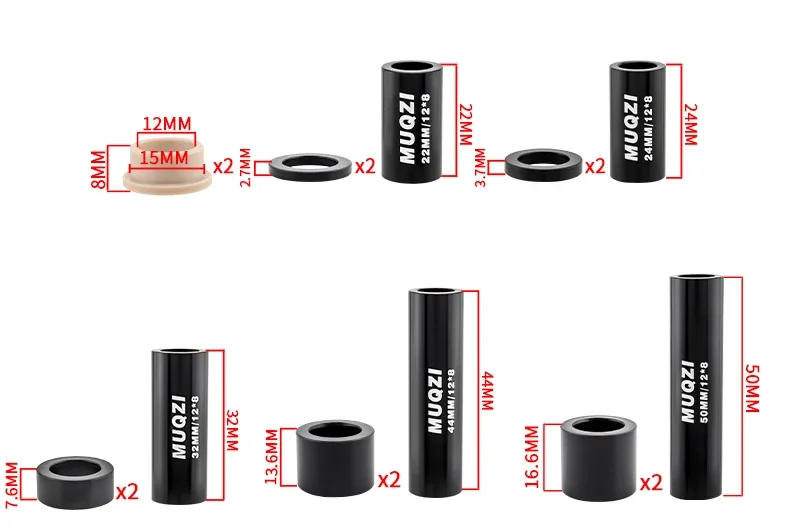 Description Picture 3 of itemMUQZI-Rear Shock Absorber for MTB Bike, Rear Suspension, DU Bushing, ID 12.7mm, OD 15mm, 22mm, 24mm, 32mm, 44mm, 50mm, 52mm, 54m
