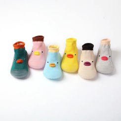 Baby Floor Socks and Shoes with Anti Slip Soft Sole Silicone Cute Little Duck Walking Socks and Shoes