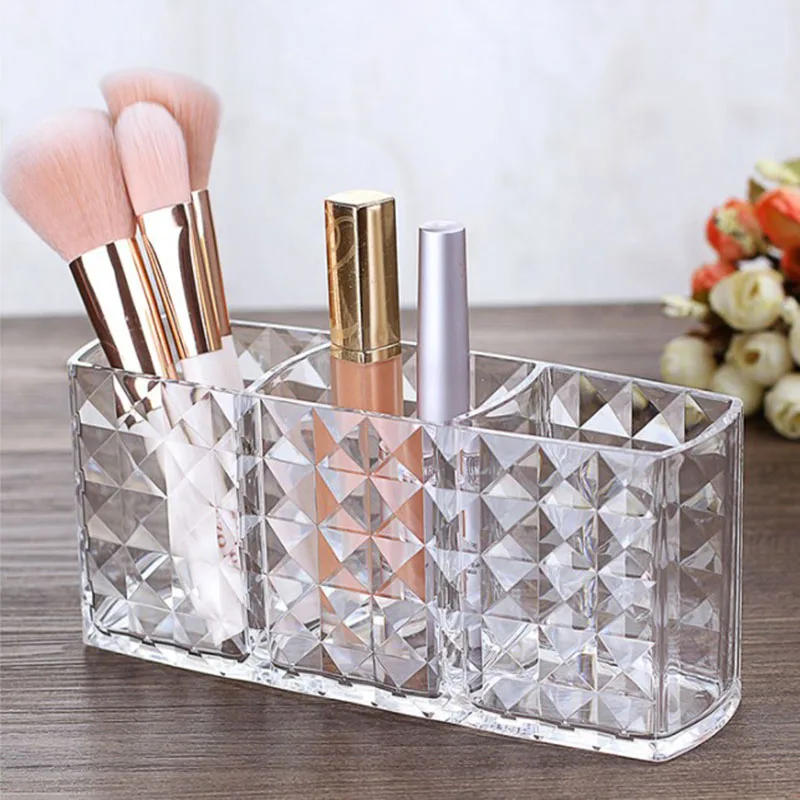 Description Picture 6 of itemAcrylic Cosmetic Storage Box Makeup Brush Holder Organizer Lipstick Eyebrow Pencil Bathroom Storage Display Stand Diamond