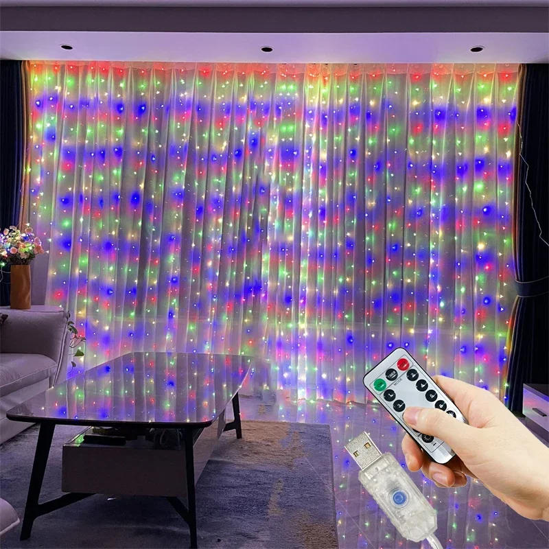 Description Picture 5 of itemUSB Plug Curtain LED String Lights 2025 New Year Christmas Decoration for Home Garland Lamp Xmas Tree Decor Christmas Lights