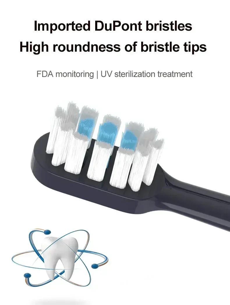 Description Picture 4 of item4/8PCS Replacement Brush Heads for XIAOMI MIJIA T700 Sonic Electric Toothbrush Sealed Package Soft Bristle Toothbrush Head