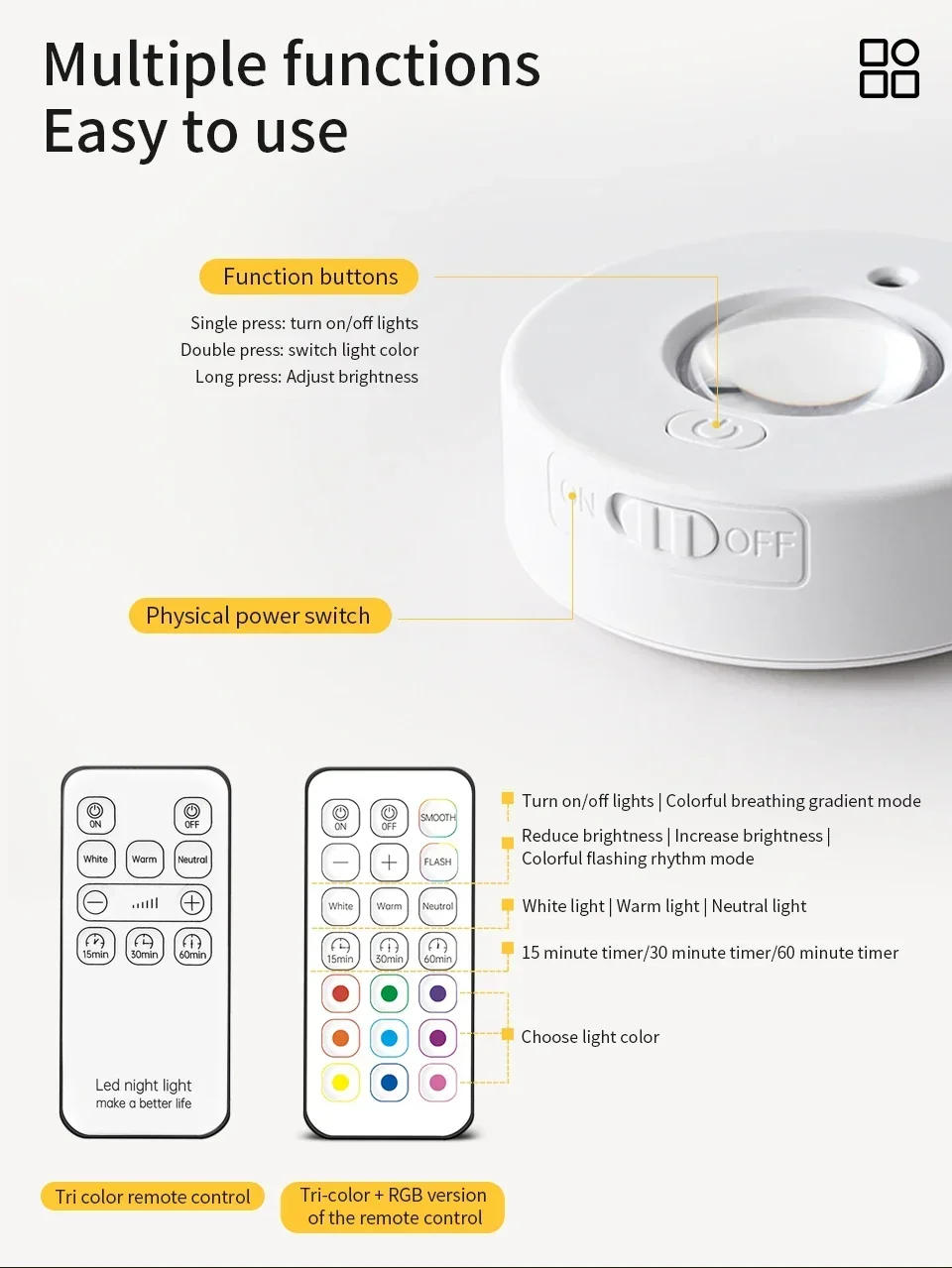 Description Picture 6 of itemWireless LED Night Light Remote Control RGB Color Under Cabinet Light Rechargeable Dimmable Bedroom Closet Wardrobe Light