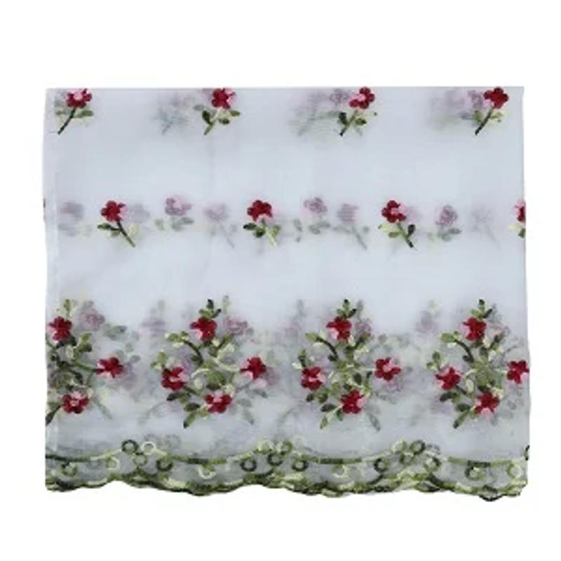 Description Picture 5 of itemLace Pastoral Embroidered Floral Short Voile Curtains Perspective Pelmet Valance For Kitchen Bathroom Indoor Balcony Bay Window