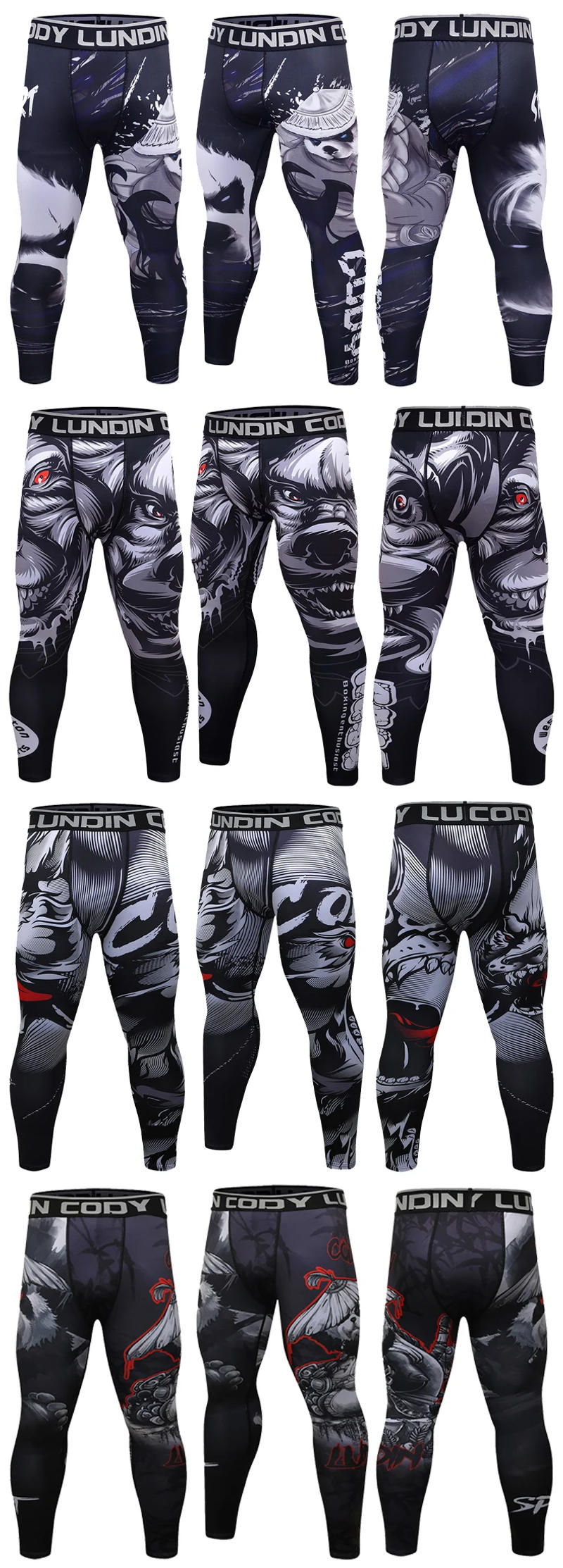 Description Picture 3 of itemSpandex Polyester UV Men's Pants Elastic Waist Football Pants Cody Lundin Men Quick Dry Compression Yoga Leggings Bjj Sportswear
