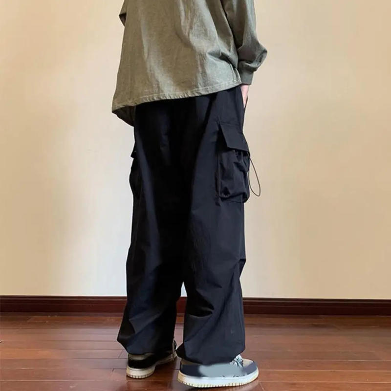 Description Picture 5 of itemElastic Waist Pants Men Loose Trousers Men's Elastic Waist Cargo Pants with Multi Pockets Breathable Fabric Wide Leg for Daily