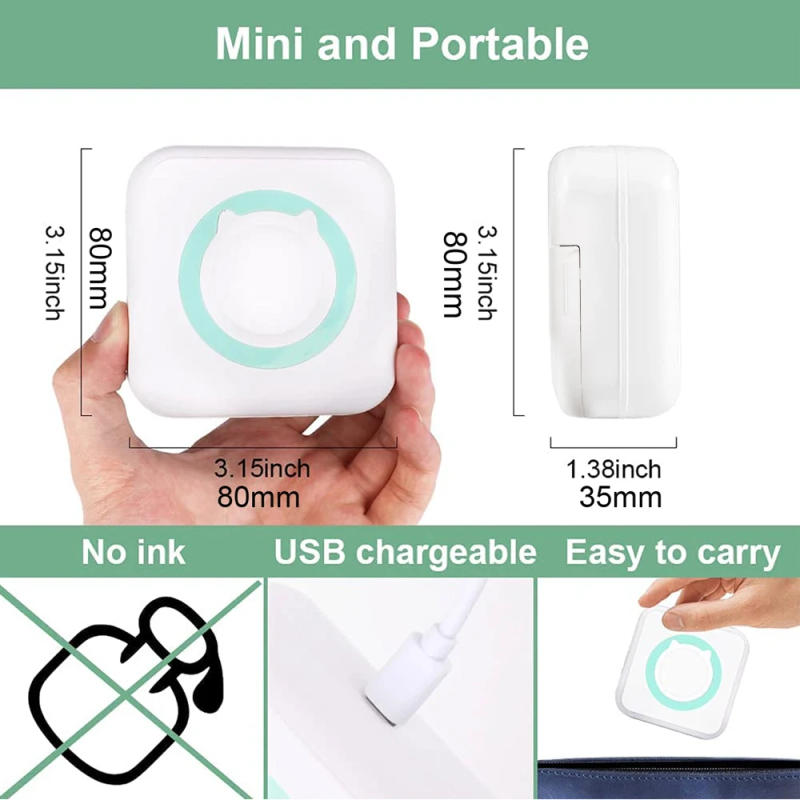 Description Picture 4 of itemPortable Mini printer,thermal pocket Label printer, for Android or IOS APP, inkless sticker printer, suitable for home, office