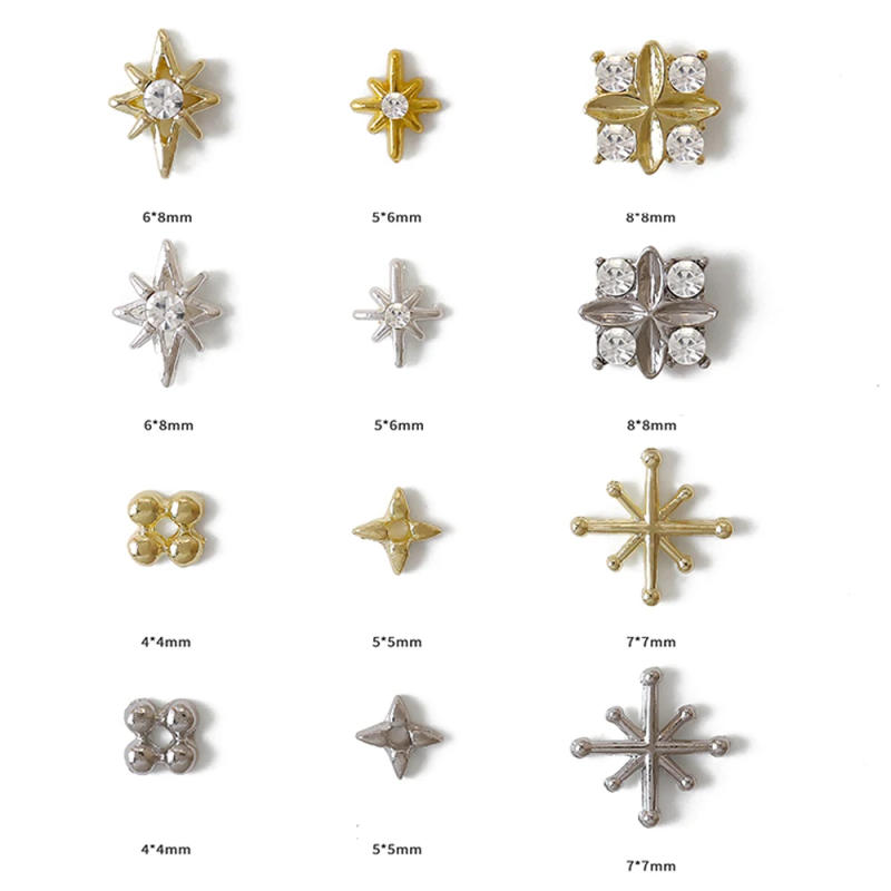 Description Picture 2 of item20Pcs Mini Pentagram Metal Nail Art Jewelry 3D Quadrilateral Zircon Rhinestones Nail Art Decorations Manicure Diamond Charms