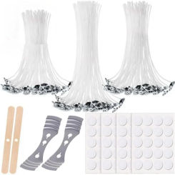 Waxed Cotton Candle Wicks Set with Stand Original Smokeless Candle Wicks Soy Oil Wax Core Woven Making Candles Supplies