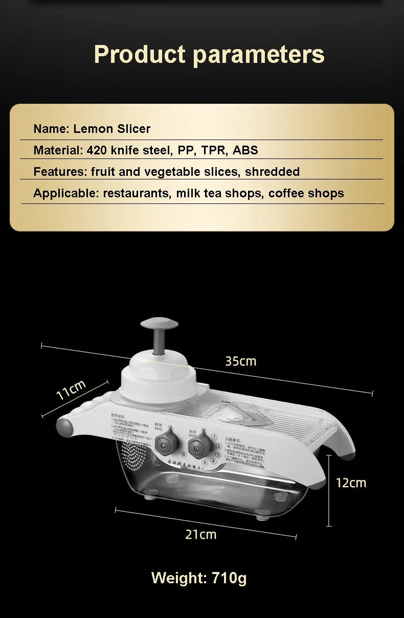 Description Picture 4 of itemMultifunctional  Lemon Slicer Vegetable Grater With Basket,V-blade Fruit Potato Chopper Carrot Cutter Slicer Kitchen Accessories