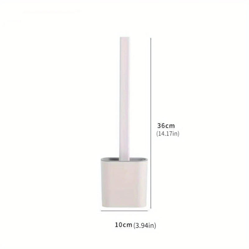Description Picture 4 of item1pc Toilet Brush With Holder Set, Floor-to-ceiling Or Wall-mounted Toilet Brush With Long Handle, Flexible Toilet Bowl Cleaning