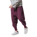 Cotton Linen Harem Pants Men Solid Elastic Waist Streetwear Joggers 2024 New Baggy Drop-crotch Pants Casual Trousers Male