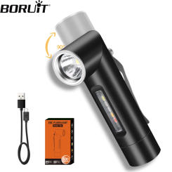 BORUiT V5S EDC Flashlight 90 °Rotatable 500LM High Bright Mini Torch Type-C Rechargeable Pocket Lantern With Magnet & Clip