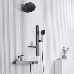 Smart Shower System with PPR Shelving and Concealed Rainfall, Thermostat, LED Display and Booster Showerhead Set