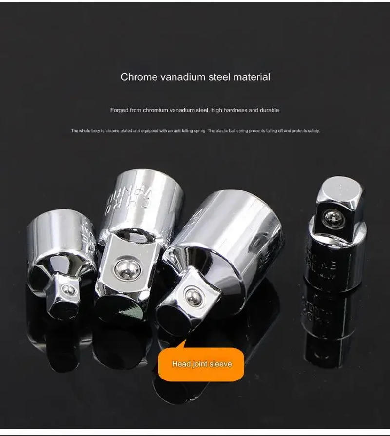 Description Picture 5 of itemSocket adapter ratchet wrench adapter 1/2 big fly turn 3/8 medium fly turn 1/4 small fly CR-V chrome vanadium steel