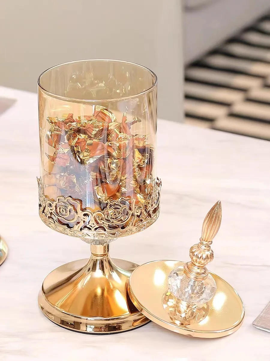 Description Picture 4 of itemCrystal Glass Storage Jar with Lid  Candy Jar European Style Living Room Coffee Table Storage Decorative Ornaments