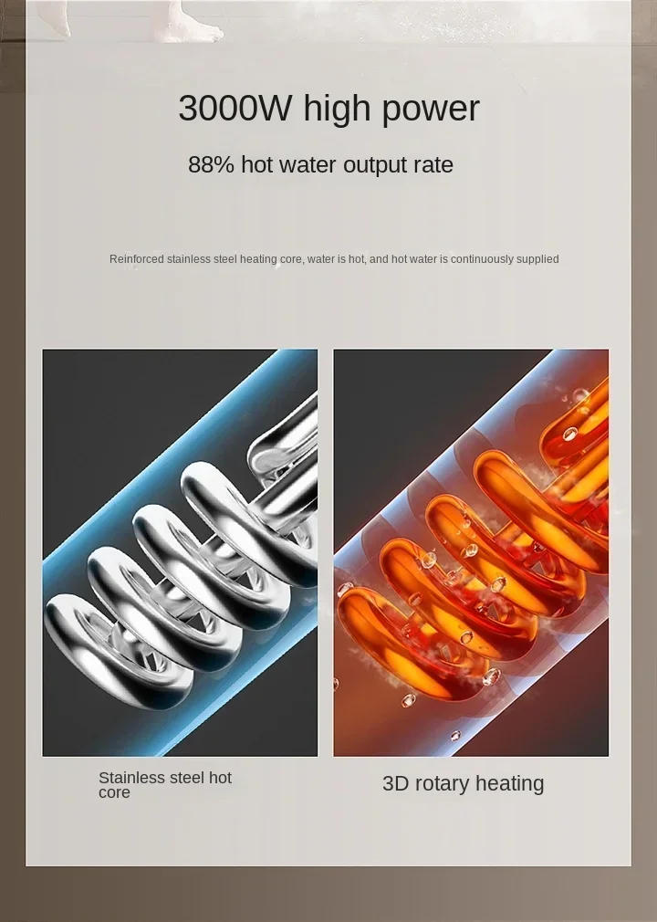 Description Picture 6 of item110V/220V Compact Kitchen Aid Instant Demand Water Heater with Bathroom Shower Head and Temperature Control A