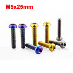 1Pcs TC4 Titanium Bolt Torx Screw M5x25mm Half Round Mountain Cycling Bike Disc Rotor Bottle Cage Screws