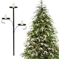 Metal Black Triple Tree Topper Christmas Tree Topper Candle Holder Candelabra Tree Topper for Christmas Holiday Decor