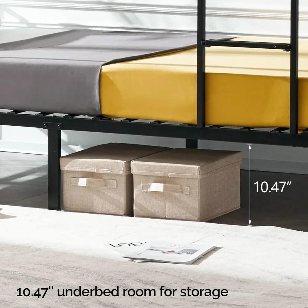 Description Picture 6 of itemBunk Bed Twin Over Twin for Kids, Teens & Adults Bunk Bed with Stairs & Flat Rungs, Heavy Duty Metal Slats, Black Beds