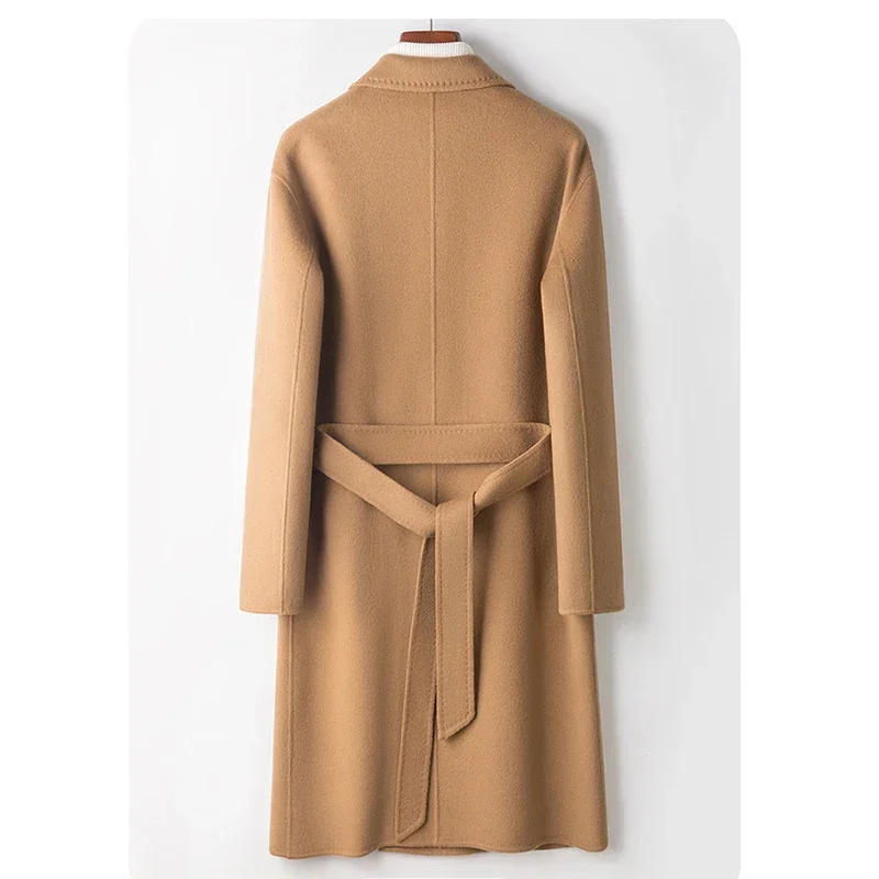 Description Picture 3 of itemAutumn and Winter Men's Mid Length Double Breasted Belt Coat Jacket