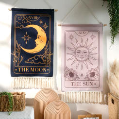 Blue Pink Sun Moon Tapestry Bedroom Living Room Wall Decor Hanging Ornaments Aesthetic Room Decoration Crafts For Friend Gifts