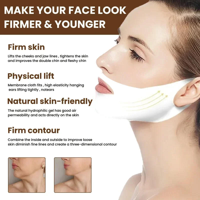 Description Picture 6 of item1-22PCS/Lot V Line Mask Neck Mask Face Lift V Lifting Chin Up Patch 4D Ear Tightening Skinny Masseter Double Chin Reducer Tool