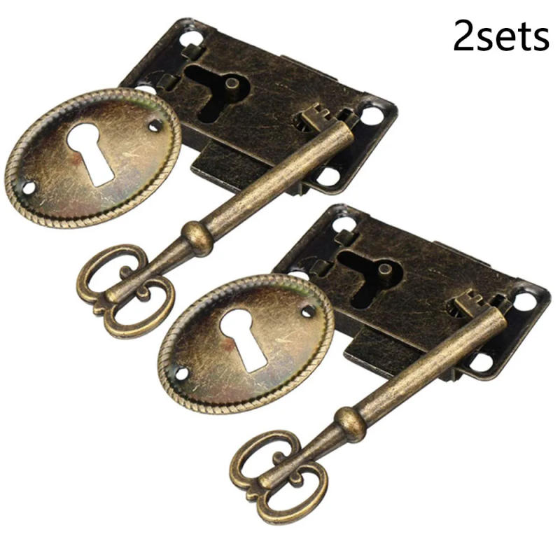 Description Picture 5 of itemWith Keys Cabinet Door Lock Vintage Wardrobe Wooden Box Closet Cupboard For Drawer Furniture Hardware Jewelry Box
