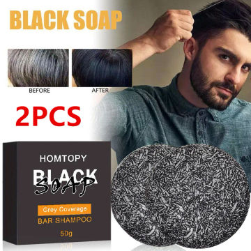 2X Hair Darkening Shampoo Soap Bar Bamboo Charcoal Repair Organic Gray Natural White Hair Conditioner Hair Dye Face Hair Body