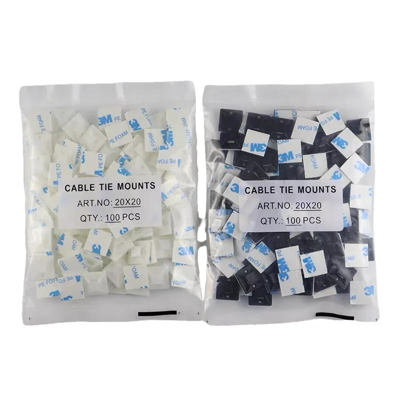 Description Picture 2 of itemSelf-locking plastic nylon tie  + Nylon Square Plastic 3M Self Adhesive Wire Zip Fixed Seat Holder Cable Tie Mount Base