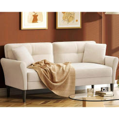 White  Loveseat  Couches Comfy  for Living Room No Tool Fast Assembly Modern Velvet Sofa Couch for Apartment Office