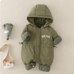 Autumn Winter Baby Clothes Outdoor Jackets 0-2Y Infant Boys Warm Windproof Romper Toddler Girls Hooded Jumpsuit Newborn Outwear