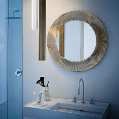 French Round Bathroom Mirrors for Toilets Glass Folds with Light Design Mirrors Fashionable Creative Commercial Mirror for Cafes