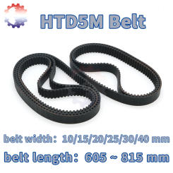 HTD 5M Timing Belt Drive Belt Length 605mm to 815mm Width 10 15 20 25 30 40mm HTD 5M Synchronous Belt HTD5M Rubber Closed Belt