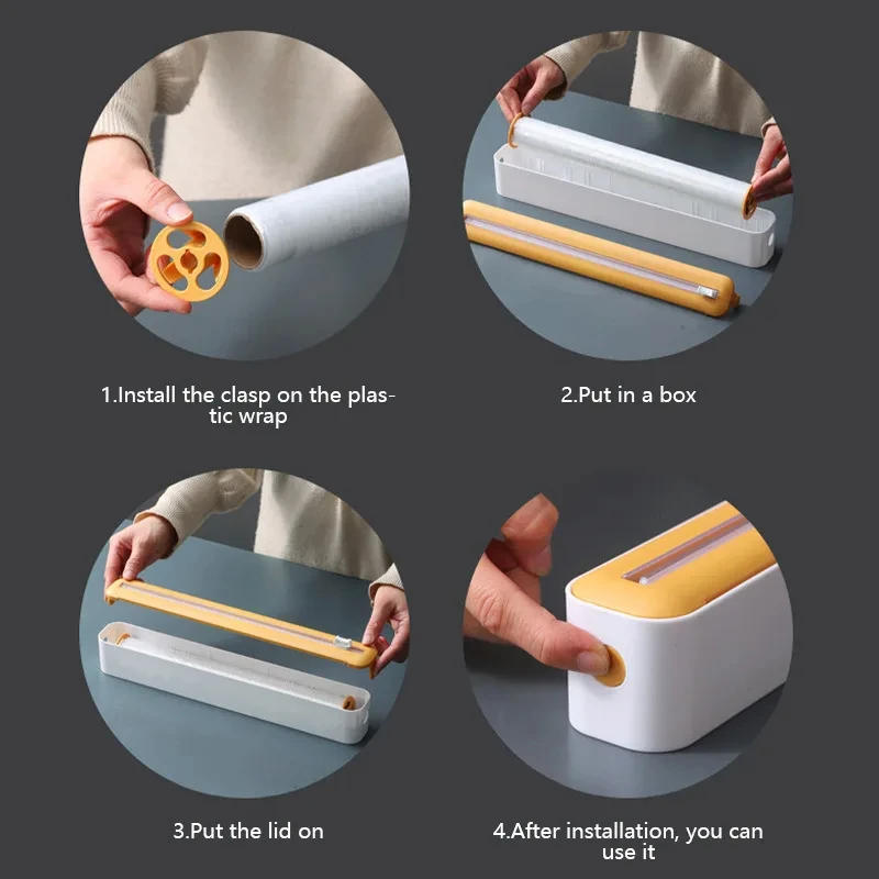Description Picture 6 of itemplastic wrap dispenser With Cutter Storage Box Aluminum Foil Stretch Film Cutter Kitchen Accessories