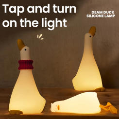 Cute Duck Rechargeable LED Night Light Silicone Lamp Bedside Cartoon Cute Children Nightlights for Home Room Decor Kid Adult Bir