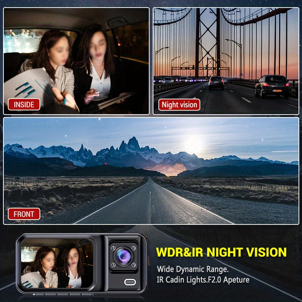 Description Picture 5 of item3 Channel Car DVR HD 1080P 3-Lens Inside Vehicle Dash CamThree Way Camera DVRs Recorder Video Registrator Dashcam Camcorder