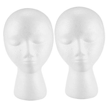 2X Styrofoam Foam Mannequin Wig Head Display Hat Cap Wig Holder White Foam Head